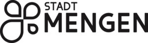 Stilisierte Blume als Logo und Schriftzug "Stadt Mengen"