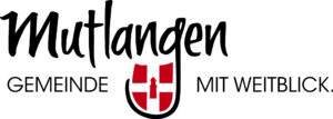 Rot-weißes Wappen und Schriftzug als Logo der Gemeinde Mutlangen