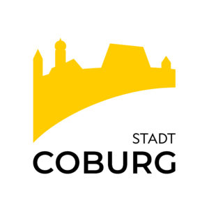 Stilisierter Umriss der Skyline und Schriftzug der Stadt Coburg.